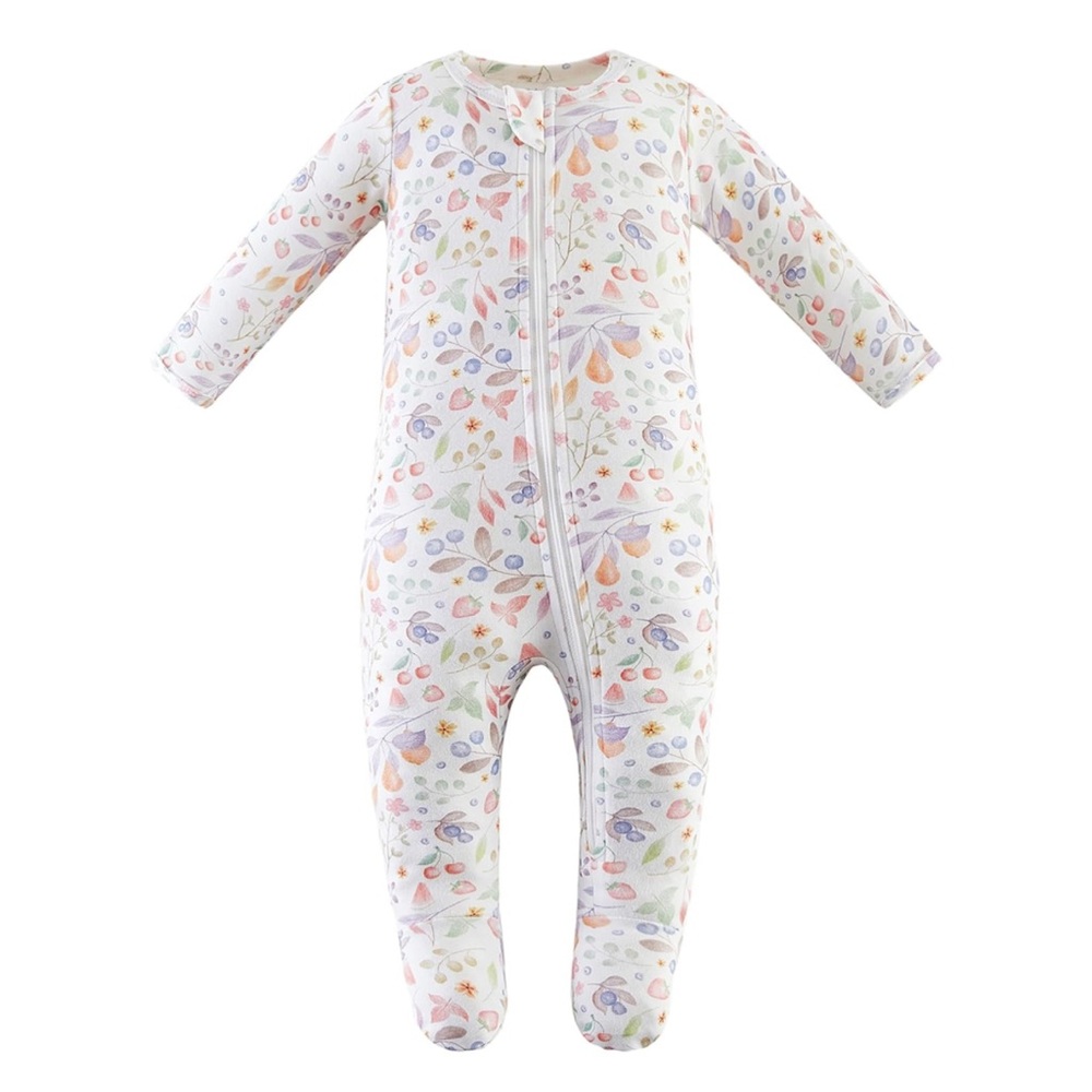 Owlivia Organic Cotton Baby Pajamas, Girls Zip Front Footed Sleeper